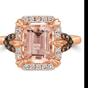 LE VIAN Peach Morganite and diamond elegant new for gift at any occasion SZ 7